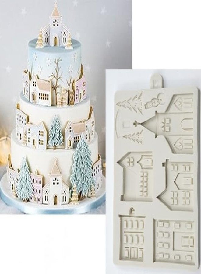 JGGZONE 3D Xmas Christmas Tree House Silicone Mold For Fondant Cake Decor Chocolate Sugarcraft Gingerbread Baking Mould - Image 1